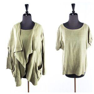 Vtg 1970's Sangam Imports Moss Green Top & Matching Jacket Made In India Size L